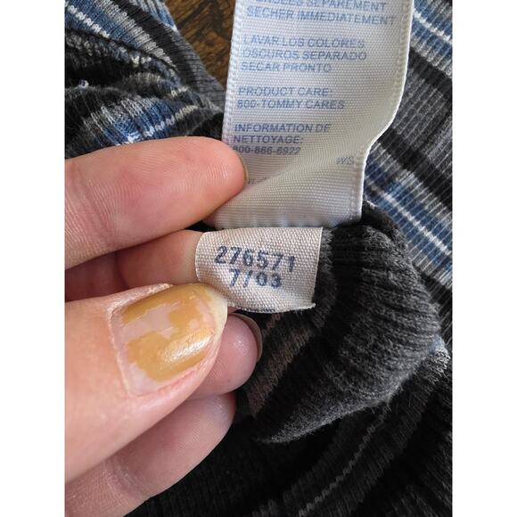 Tommy Hilfiger Y2K Ribbed Stripe Long Sleeve Henley Top M - Picture 5 of 7